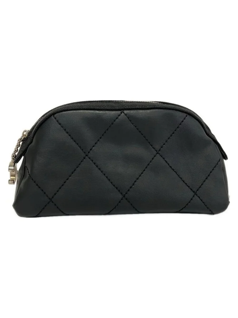 Chanel Pouch Paris Biarritz a Black CC Logo Silver